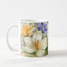 Mooie witte krokussen, Сkleurrijke lentebloemen Koffiemok