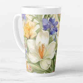 Mooie witte krokussen, Сkleurrijke lentebloemen Latte Mok