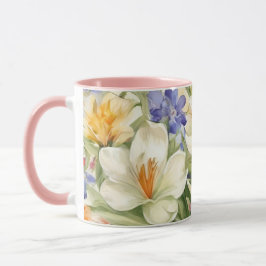 Mooie witte krokussen, Сkleurrijke lentebloemen Mok