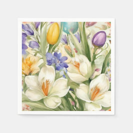 Mooie witte krokussen, Сkleurrijke lentebloemen Servet