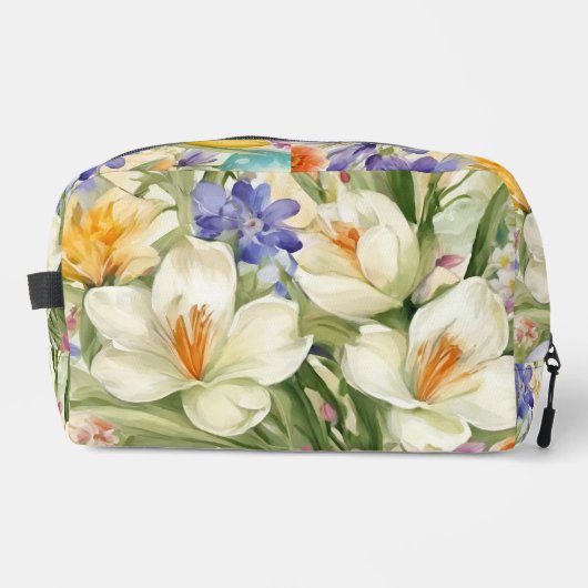 Mooie witte krokussen, Сkleurrijke lentebloemen Toilettasje (Voorkant)