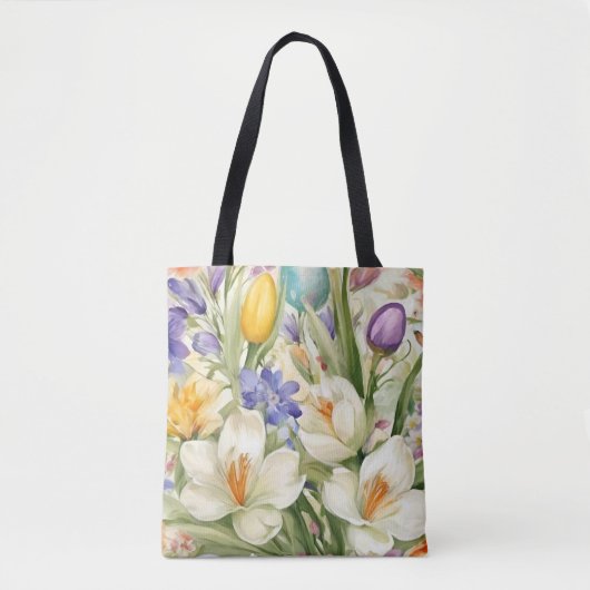 Mooie witte krokussen, Сkleurrijke lentebloemen Tote Bag (Voorkant)