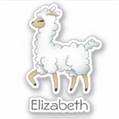 Mooie witte lama met Jouw naam vinyl Sticker (Voorkant)