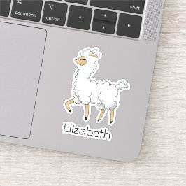 Mooie witte lama met Jouw naam vinyl Sticker