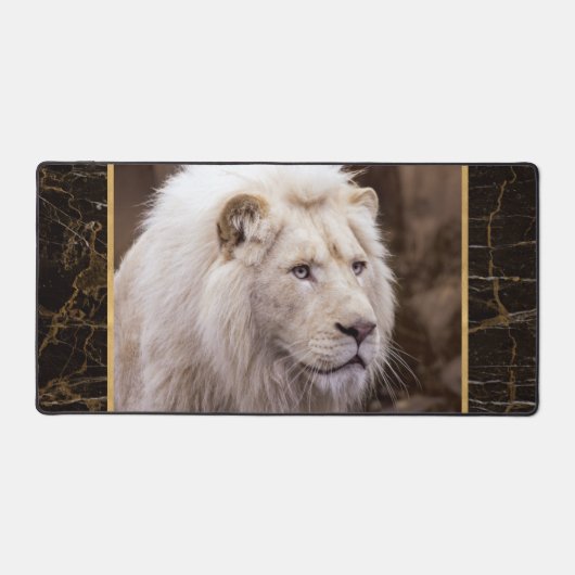 Mooie witte leeuw foto bureaumat (Voorkant)