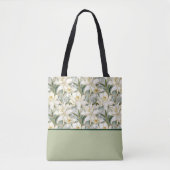 Mooie witte lelie Glas in lood, kleurenblok Tote Bag (Voorkant)
