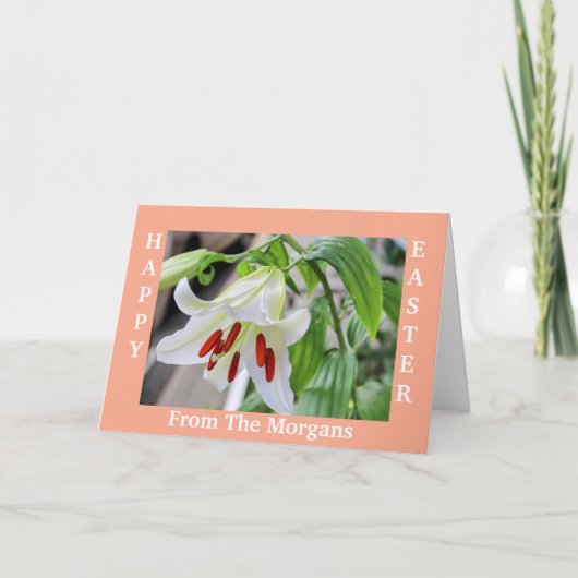 MOOIE WITTE LELIE HAPPY EASTER KAART (Voorkant)