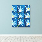 Mooie witte lelie patroon canvas afdruk (Insitu (Houten vloer))
