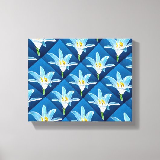 Mooie witte lelie patroon canvas afdruk (Voorkant)