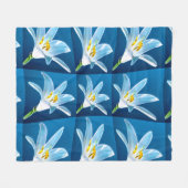 Mooie witte lelie patroon fleece deken (Voorkant (Horizontaal))