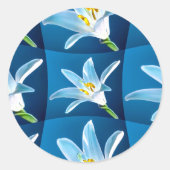 Mooie witte lelie patroon ronde sticker (Voorkant)