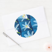Mooie witte lelie patroon ronde sticker (Envelop)
