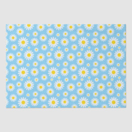 Mooie Witte Lente Madeliefjes op Blauw Tissuepapier