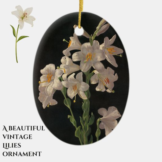 Mooie , witte Lily-bloemen op zwart Keramisch Ornament