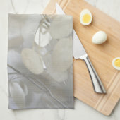 Mooie Witte Lunaria Zilveren Dollar Elegant Grijs Theedoek (Quarter Fold)