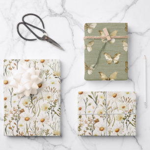 Mooie Witte Madeliefjes Bloemen Groene Verjaardag Inpakpapier Vel