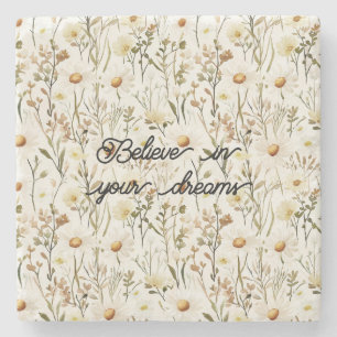 Mooie Witte Madeliefjes Bloemen Verjaardag Stenen Onderzetter