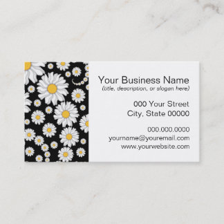 Mooie Witte Madeliefjes op Zwarte Achtergrond Visitekaartje