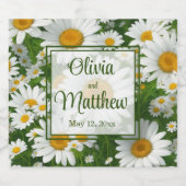 Mooie witte madeliefjes witte bloementuinen sparkling wijnetiket (Enkel label)