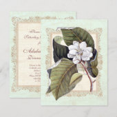 Mooie witte Magnolia formele diner partij Kaart (Voorkant / Achterkant)