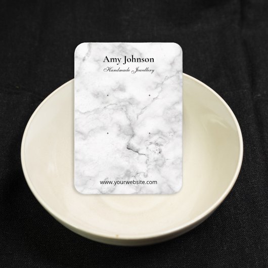 Mooie witte marmeren oorbellen display Kaarten Visitekaartje