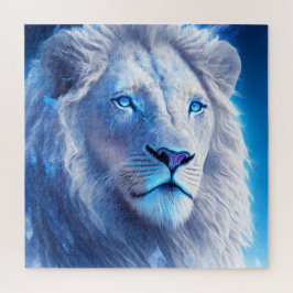 Mooie Witte Mystieke Leeuw met Blauwe Ogen Legpuzzel