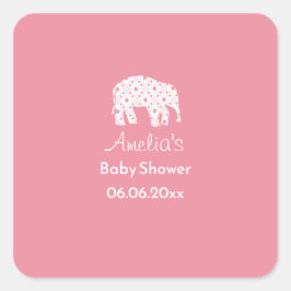 Mooie Witte Olifant Persoonlijke Baby Shower Vierkante Sticker