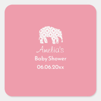 Mooie Witte Olifant Persoonlijke Baby Shower Vierkante Sticker