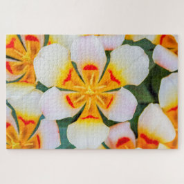 Mooie witte, oranje en rode bloem legpuzzel