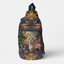 Mooie witte oranje kat in bloementuin