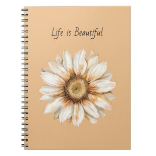 Mooie Witte Oranje Zonnebloem Notitieboek