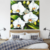 mooie witte orchideeën canvas afdruk (Insitu (Slaapkamer))