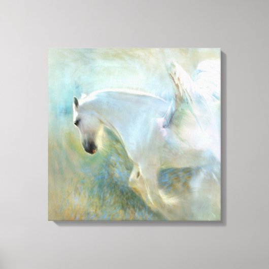MOOIE WITTE PAARD ENGEL. POËTISCHE ENGEL PAARD CANVAS AFDRUK (Voorkant)