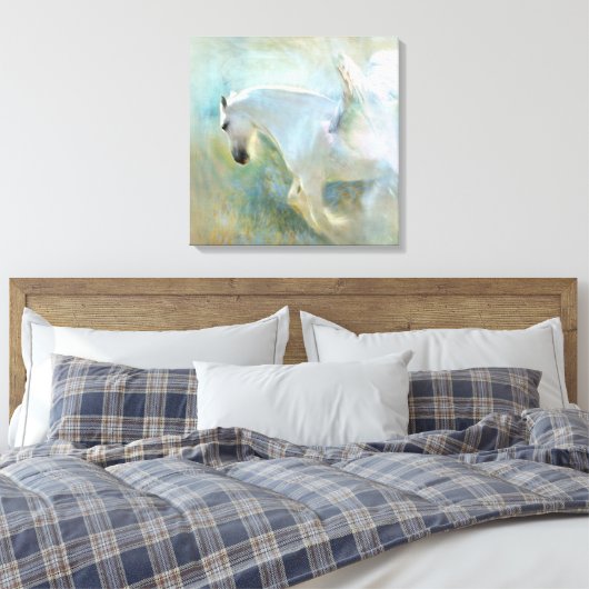 MOOIE WITTE PAARD ENGEL. POËTISCHE ENGEL PAARD CANVAS AFDRUK (Insitu (Slaapkamer))