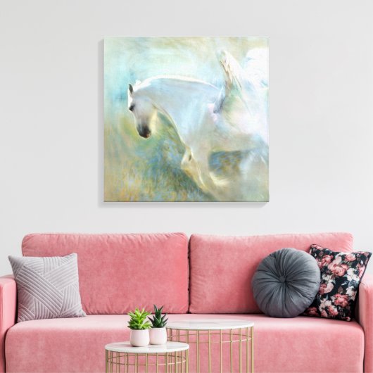 MOOIE WITTE PAARD ENGEL. POËTISCHE ENGEL PAARD CANVAS AFDRUK (Insitu (Woonkamer))