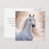 Mooie witte paard in de sneeuw Kerstvakantie (Voorkant / Achterkant)