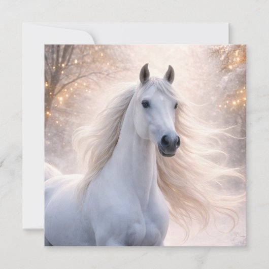 Mooie witte paard in de sneeuw Kerstvakantie (Voorkant)