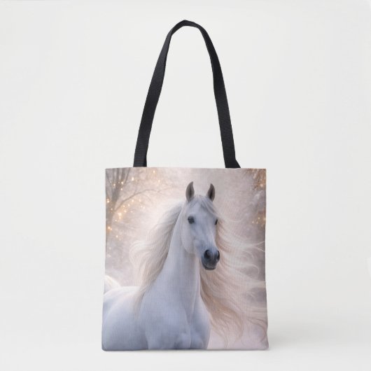 Mooie witte paard in de sneeuw tote bag (Voorkant)