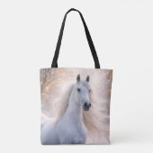 Mooie witte paard in de sneeuw tote bag (Achterkant)