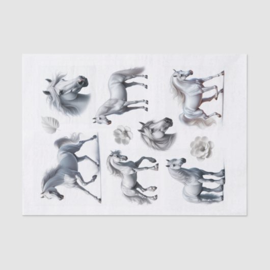 Mooie witte paard kut snijdt kunst tissuepapier (Voorkant)