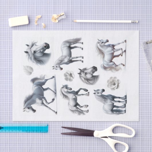 Mooie witte paard kut snijdt kunst tissuepapier (Craft)