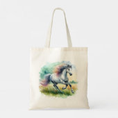 Mooie witte paard lopen tote bag (Achterkant)
