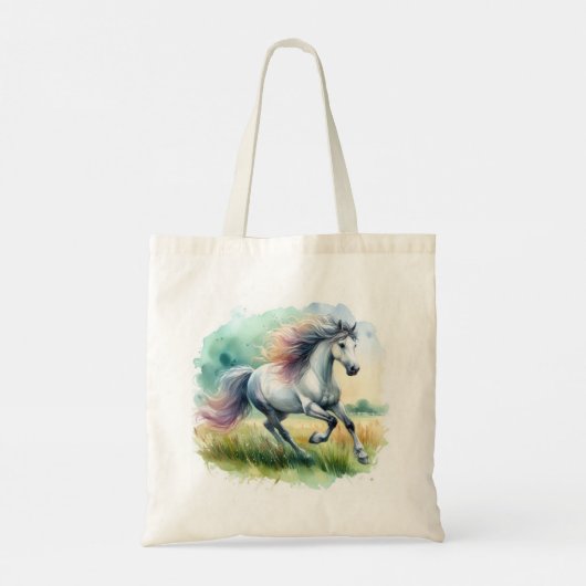 Mooie witte paard lopen tote bag (Achterkant)