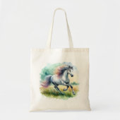 Mooie witte paard lopen tote bag (Voorkant)