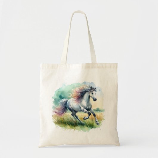 Mooie witte paard lopen tote bag (Voorkant)