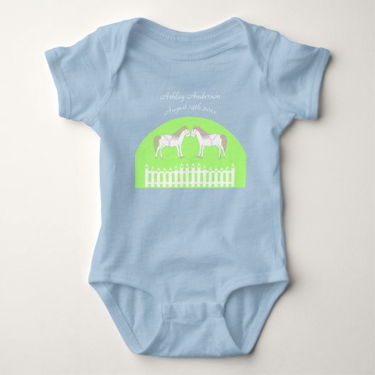 Mooie Witte Paarden Aangepaste Naam Romper (Voorkant)