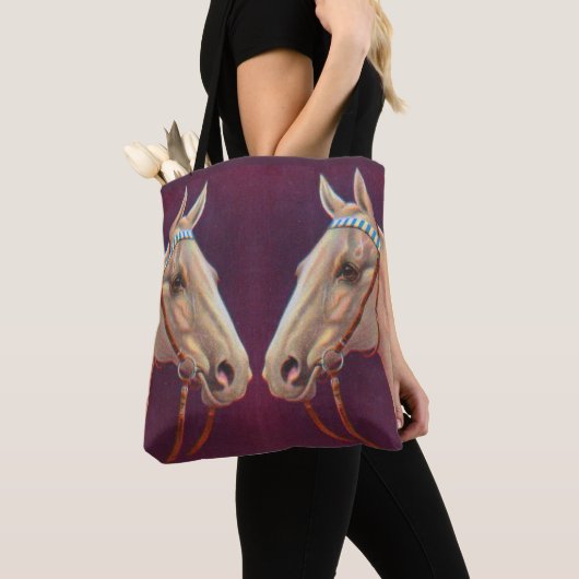 mooie witte paarden afdrukken tote bag (Dichtbij)