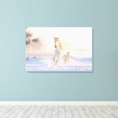 Mooie witte paarden canvas afdruk (Insitu (Houten vloer))