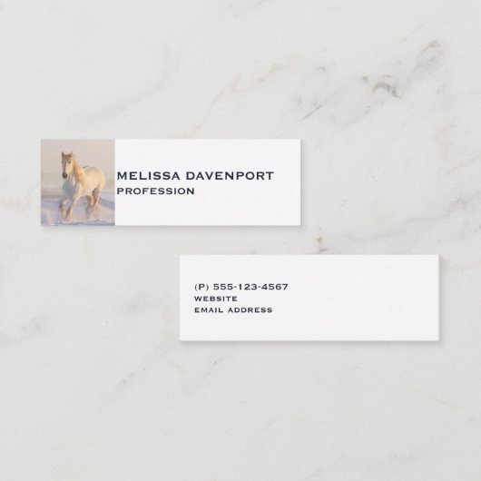 Mooie witte paarden die in de sneeuw lopen mini visitekaartje (Voorkant / Achterkant)