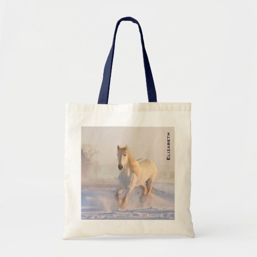Mooie witte paarden die in de sneeuw lopen tote bag (Voorkant)